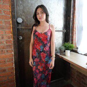 Tularosa XS Floral Maxi Slip Dress – Bold Boho Festival Style